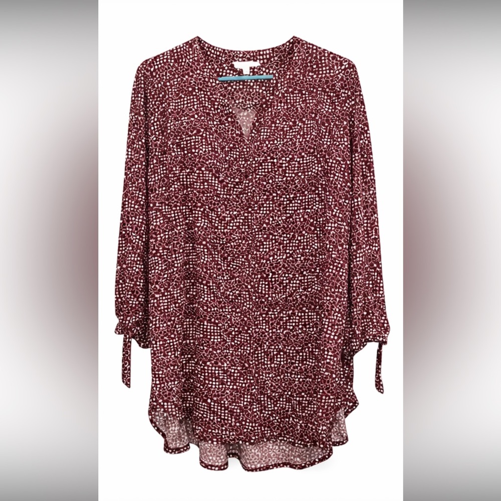 Cato Brown and White Patterned Top